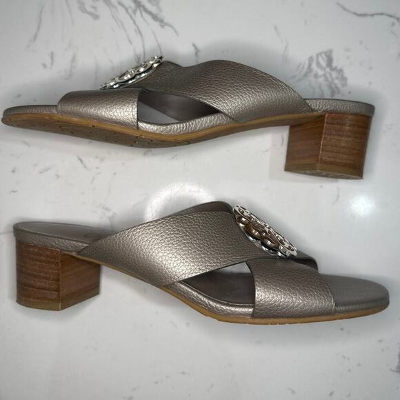 Brighton Women's Alison Zinc Pearl Ferrara Block Heel Sandal, Size 8, Like New - Picture 6 of 14